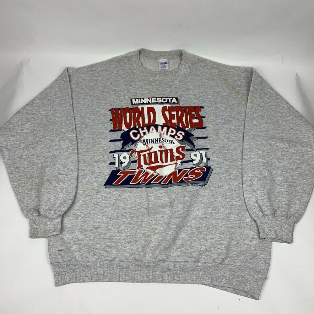 Vintage Minnesota Twins Trench 1991 World Series Sweatshirt MLB Baseball Mens XL